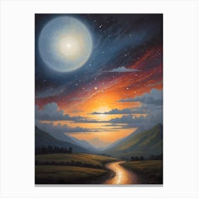 Moonlight Over The Valley Canvas Print