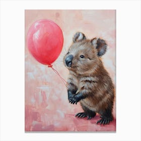 Cute Wombat 3 With Balloon Canvas Print