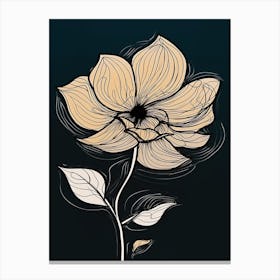 Line Art Sunflower Flowers Illustration Neutral 15 Canvas Print