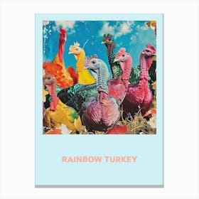 Rainbow Turkey Retro Poster 1 Canvas Print