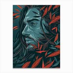 Man In Leaves Canvas Print