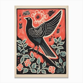Vintage Bird Linocut Dove 4 Canvas Print