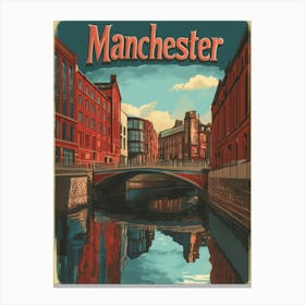 Aihrgdesign A Retro Travel Poster For Manchester 2 Canvas Print