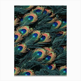 Peacock Feathers Pattern Seamless Pattern Canvas Print