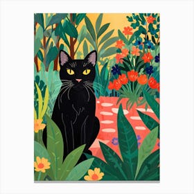 Black Cat In The Garden 1 Canvas Print