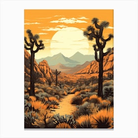 Joshua Tree In Mountains In Style Of Gold And Black (4) Canvas Print