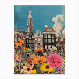 Amsterdam   Floral Retro Collage Style 1 Canvas Print