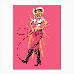 Happy Cowgirl Pink Illustration 2 Canvas Print