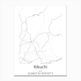 Kikuchi,Japan Minimalist Map Canvas Print