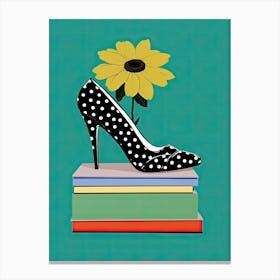 High Heel On Books and Flower Canvas Print