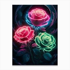 Neon Roses Canvas Print