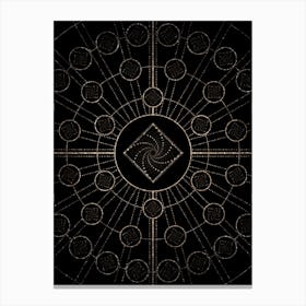 Geometric Glyph Radial Array in Glitter Gold on Black n.0067 Canvas Print