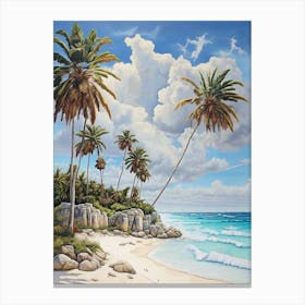 Palm Trees On The Beach 1 Canvas Print