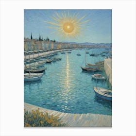 Sun Setting Over The Harbor Canvas Print