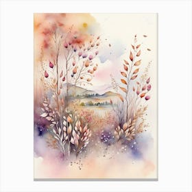 Autumn Landscape Watercolor Painting Canvas Print