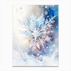 Frost, Snowflakes, Storybook Watercolours 5 Canvas Print