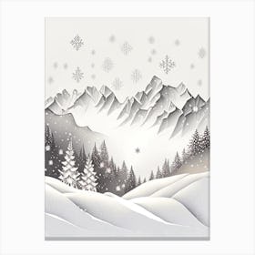 Snowflakes, In The Mountains, Snowflakes, Marker Art 2 Canvas Print