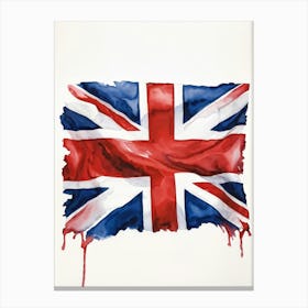 An Authoritative Watercolor Render Of The Distinguished United Kingdom Flag With Its Deep Red Cross (4) Canvas Print