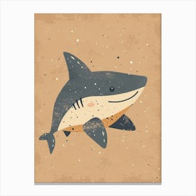 Cute Shark Beige Background 4 Canvas Print