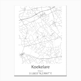 Koekelare,Belgium Minimalist Map Canvas Print