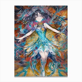 Anime Girl In A Blue Dress Canvas Print
