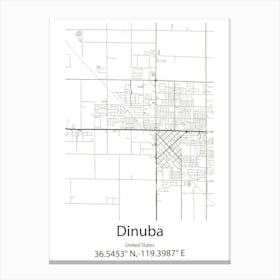 Dinuba,United States Minimalist Map 1 Canvas Print