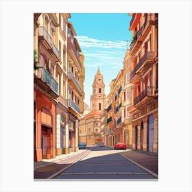 San Sebastian, Spain, Flat Illustration 4 Canvas Print