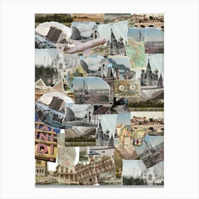 Brown Vintage Scrapbook Travel Collage Canvas Print