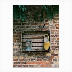 Old lamp & clog on the brick wall // The Netherlands // Travel Photography Canvas Print