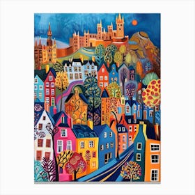 Kitsch Colourful Edinburgh Cityscape 3 Canvas Print