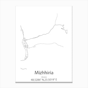 Mizhhiria,Ukraine Minimalist Map Canvas Print