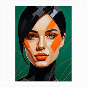 Geometric Woman Portrait Pop Art (27) Canvas Print