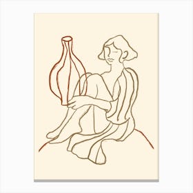 Woman Holding A Vase Canvas Print