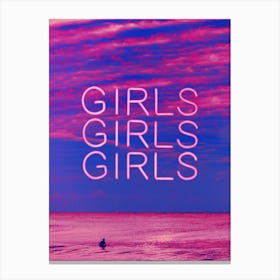 Girls Girls Girls Neon Canvas Print