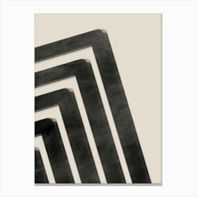 Abstract Minimalist Art in Black and Beige Canvas Print