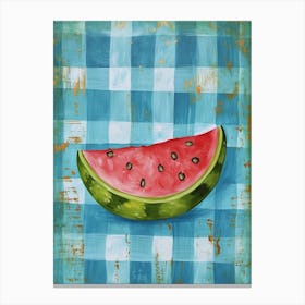 Watermelon Blue Checkerboard 4 Canvas Print