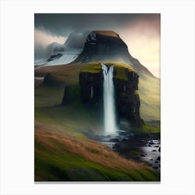 Kirkjufellsfoss, Iceland Realistic Photograph (3) Canvas Print