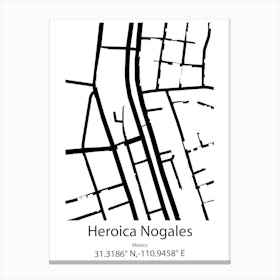 Heroica Nogales,Mexico Minimalist Map Canvas Print