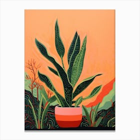 Boho Plant Painting Snake Plant 1 Canvas Print