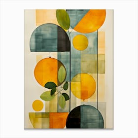 Modern Abstract Wall Art with Geometric Shapes and Botanical Design – Minimalist Home Decor Canvas Print