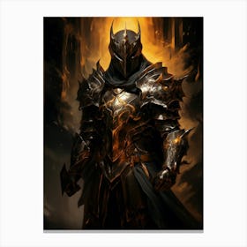 Dark Fantasy Art Illustration Of Golden Knight Canvas Print