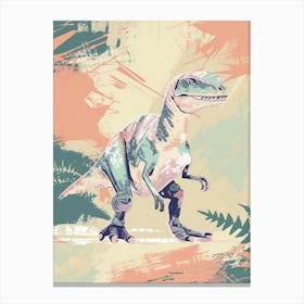 Muted Pastel Dinosaur Illustration Canvas Print