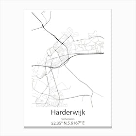 Harderwijk,Netherlands Minimalist Map Canvas Print