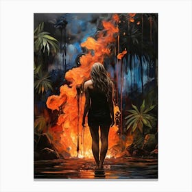 Woman In Flames Canvas Print