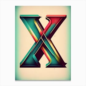 X, Letter, Alphabet Retro Drawing 7 Canvas Print