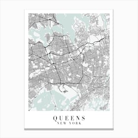 Queens New York Street Map Minimal Color Canvas Print