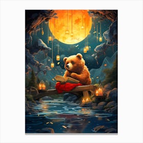 Bear In The Moonlight Canvas Print