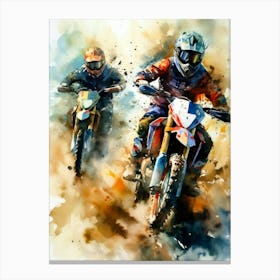Watercolor Motorcycle Racers sport Canvas Print