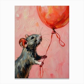 Cute Rat 2 With Balloon Canvas Print