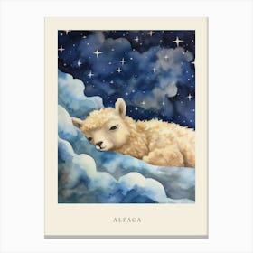 Baby Alpaca 2 Sleeping In The Clouds Nursery Poster Canvas Print